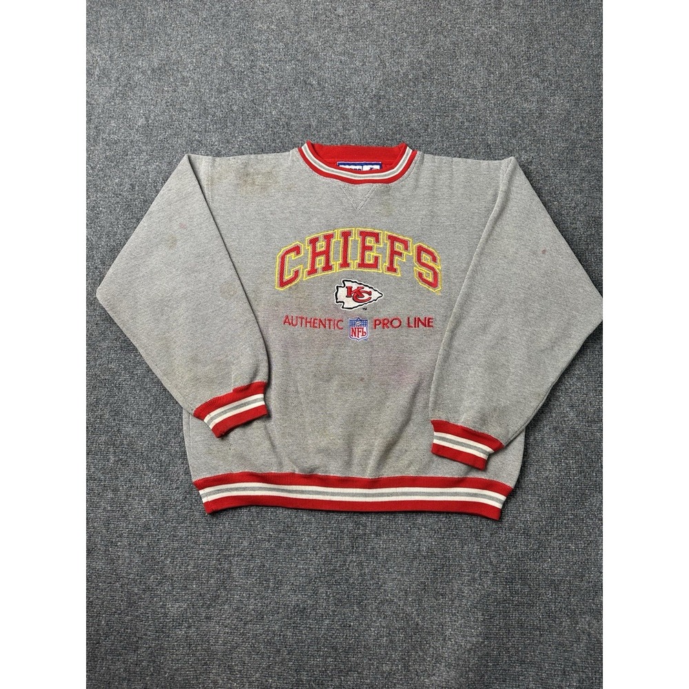 Mens NFL Pro Line Kansas City Chiefs‎ Gray Sweatshirt, Size L